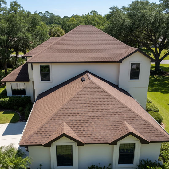 A perfect architectural shingle roof on a beautiful home in Niceville, FL.