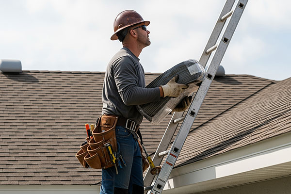 Roofer Ladder Roof Repair Pace in Pace, Florida by Hart Roofing LLC.